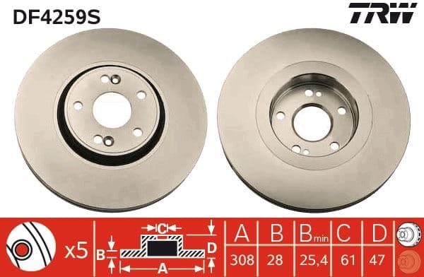 Ön Fren Aynasi Adet LGN 2.0 16V Turbo 03>2.2DCI 05>3.0 V6 24V 01> 308x28x5DLxHAVALI