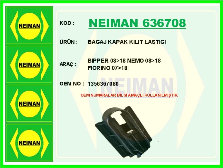 Bagaj Kapak Kilit Lastiği Bipper 08>18 Nemo 08>18 Fiorino 07>18