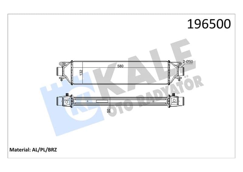 Turbo Radyatörü İntercooler Linea 1.4JTD 580x132x50 Al Al Sistem