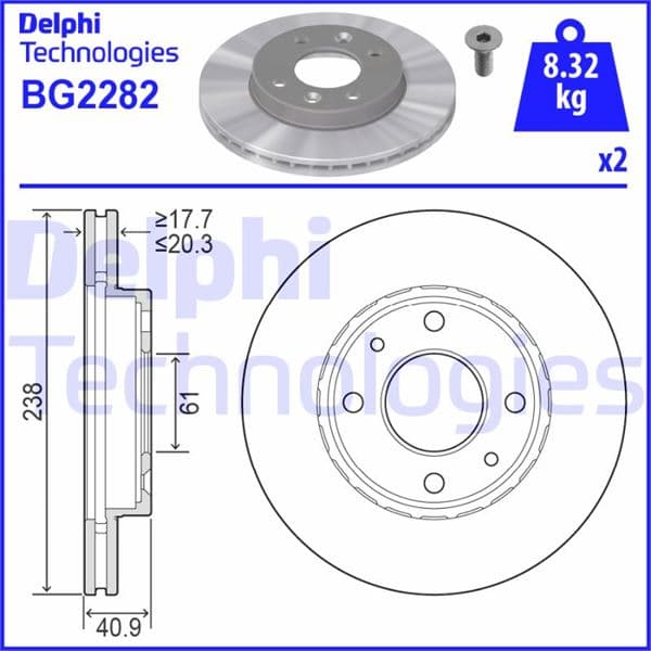Ön Fren Aynasi Küçük Renault R9-R11-R19-R21 Clio I 91>96 Clio II 98> Clio Symbol 00>09 Kangoo 97> Megane I 96> Symbol II 08> 238x20.1 Havali 4 Delik