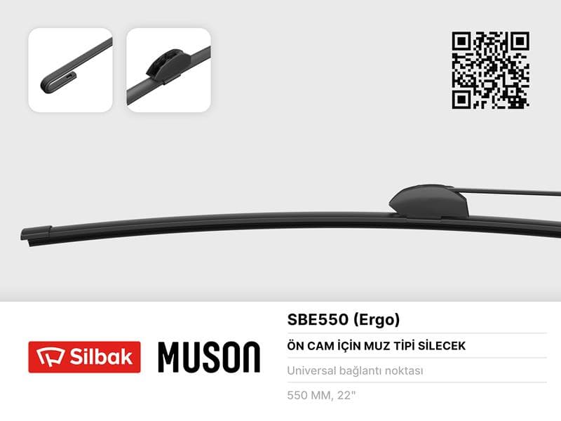Silecek Süpürgesi Muz Tipi 550mm Üniversal Kancali Ergonomik