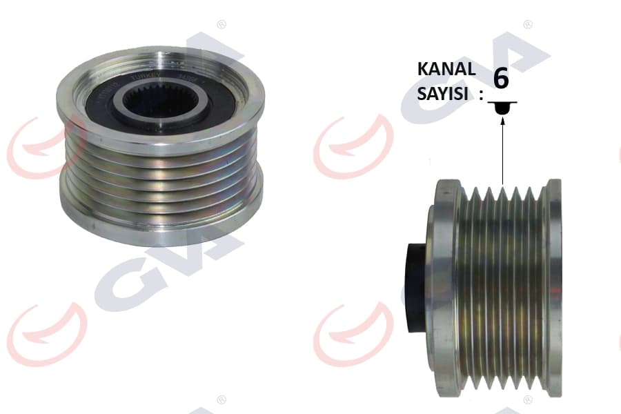 Alternatör Kasnaği Fiat Bravo II 06> Doblo III 10> Linea 09> Punto 05> Stilo 04>07 Ducato 11> 1.6D Mjet 1.9D Mjet 2.0D Mjet 6 Kanal