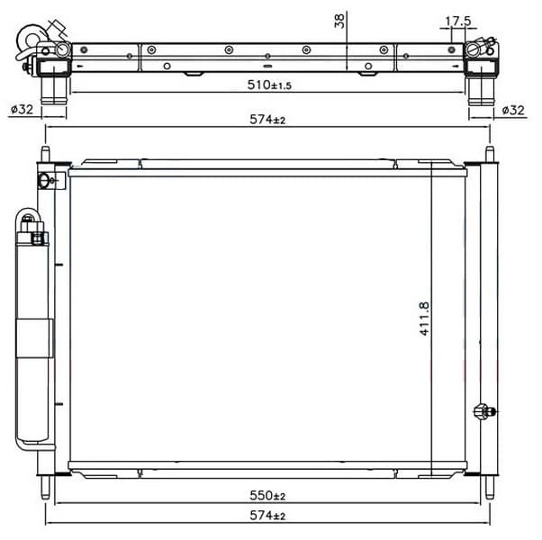 Radyatör Kondenser Tüplü Clio III-Modus 1.5 dCi Mek Ac 510x382x18 16