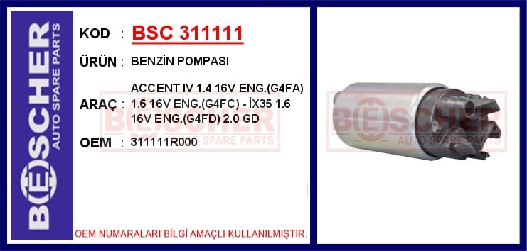 Accent IV 1.4 16V Eng. G4FA 1.6 16V Eng. G4FC - İX35 1.6 16V Eng. G4FD 2.0 GD