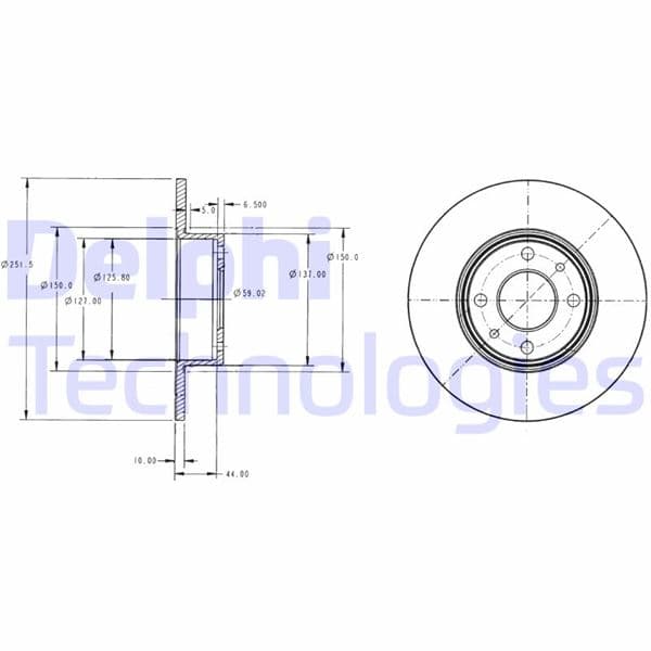 Arka Fren Diski Fiat Bravo II 07> Stilo 01> Linea 07> Alfa Romeo Mito 08> Lancia Delta II 08> 251.5x10x4DL