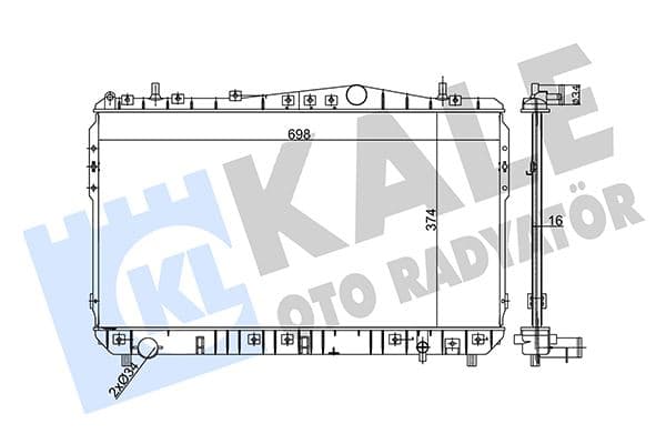 Motor Su Radyatörü Manuel Chevrolet Lacetti 05> Nubira 05> 1.4-1.6-1.8 16MM Al/brz 375x698x16