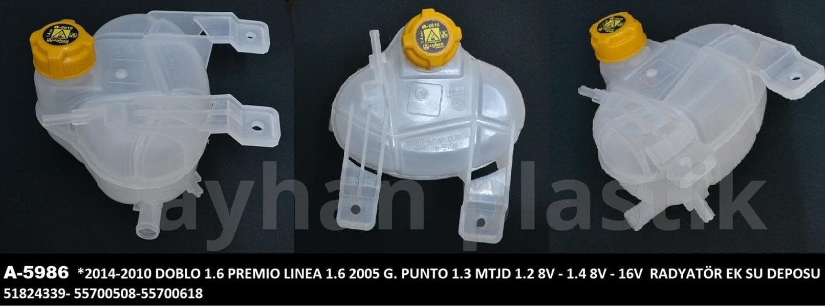 Genleşme Kavanozu Kapaklı Fiat Grande Punto 05> Linea 09> Doblo 09> 1.3D Mjet 1.4 Radyatör Yedek Su Deposu