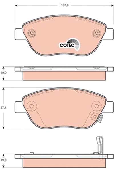 Ön Balata Corsa D Büyük Tip 1.3 Cdti 07/06 > Fiat 500L 12> 0.9T 1.4 1.3D MTJ 1.6D MTJ