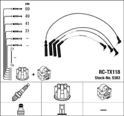Buji Kablosu Toyota Corolla 1.3L 2E EE90 EE100 88-98 RC-TX118