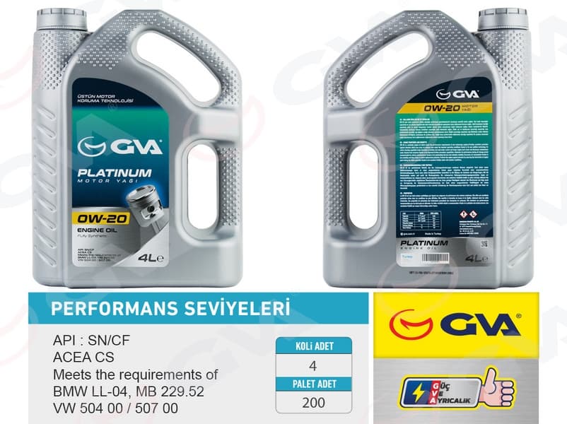 Motor Yağı 4 LT 0W20 Tam Sentetik Api SN Hibrit Araçlar İçin