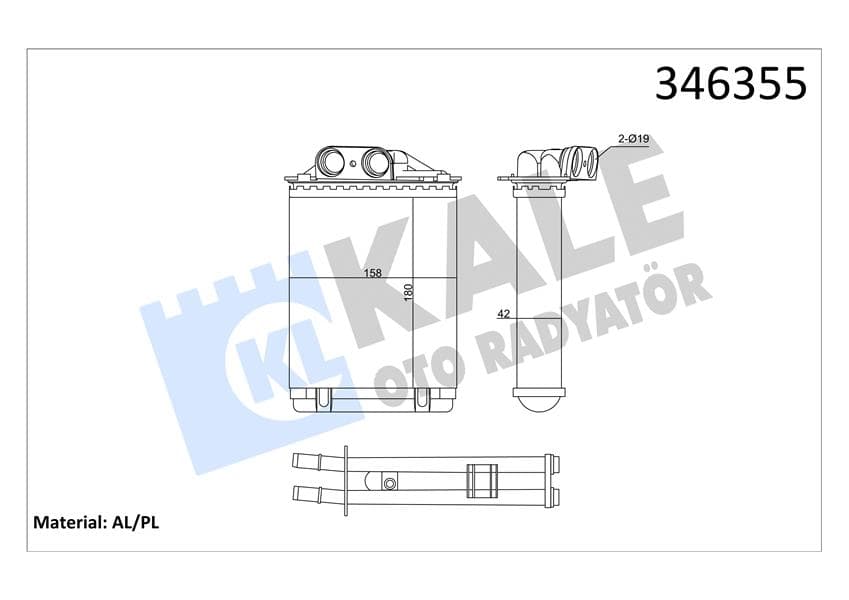 Kalorifer Radyatörü Fiat 500C Fiat 500 Fiat 500L Panda Ford Ka 1.2 1.3 1.4