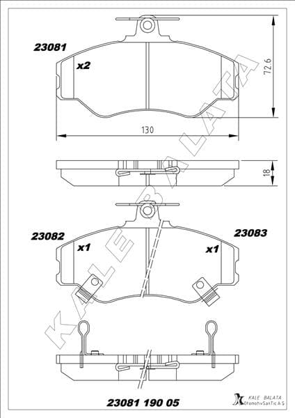Ön Fren Balata Hyundai H100 2.5L D4BA 4D55 4D56 Panelvan 94-05