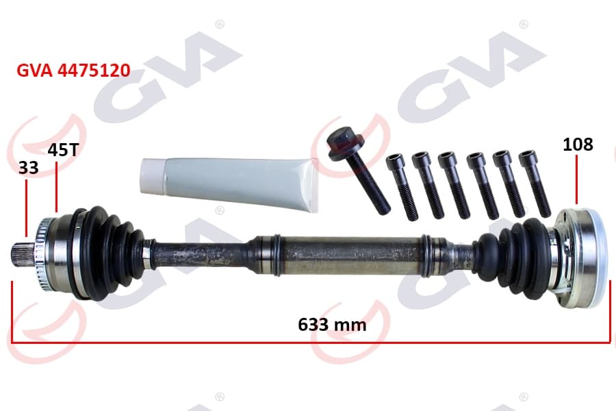 Komple Aks Sağ Abs Li A4-Passat 1.8T 96-01 45 Diş 633mm