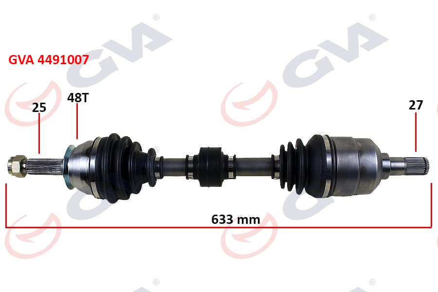 Komple Aks Sol Hyundai Accent Era 1.5L D4FA CRDi 06-10 Abs Li 25x27 - Abs 48 Diş Komple Boy 633mm