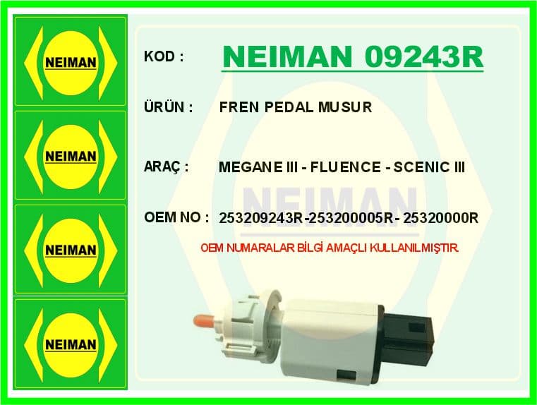 Fren Müşürü Megane 3-Fluence-Scenic 3 K4M-F9Q-K9K-H4J 4 Fişli