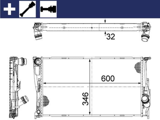 Motor Su Radyatörü BMW N47 N54 N55 M47 E81 E82 E87 E88 E90 E91 E92 E93 E84 E89 Manuel Şanzıman
