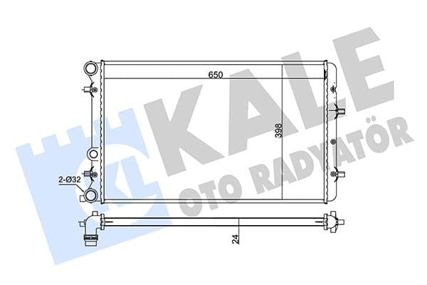 Su Radyatörü VW Polo 02 >Seat Cordoba-İbiza III 02 >Skoda Fabia 99 > 1.2 1.4 1.6 16V 1.4 1.9TDI MT Ac Nac Brazing 630x398x22 6Q0121253Q-6QE121253A