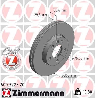 Ön Fren Aynasi Transporter T5 04/03>MULTIVAN 4.03>TOUAREG 02>CRAFTER 06> 308x29.5x5DLxHAVALI XXX 986479211-DF4308S