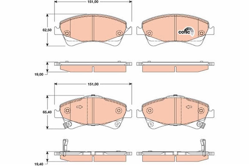 Ön Fren Balata Toyota Avensis 1.6L 1ZR-Fae ZRT270 Benzinli 09-> 1.8L 2ZRFAE ZRT271 09-> 2.0L ADT270 AZT270 09-> / Verso 1.6L 1ZRFAE ZGR20 09 ->