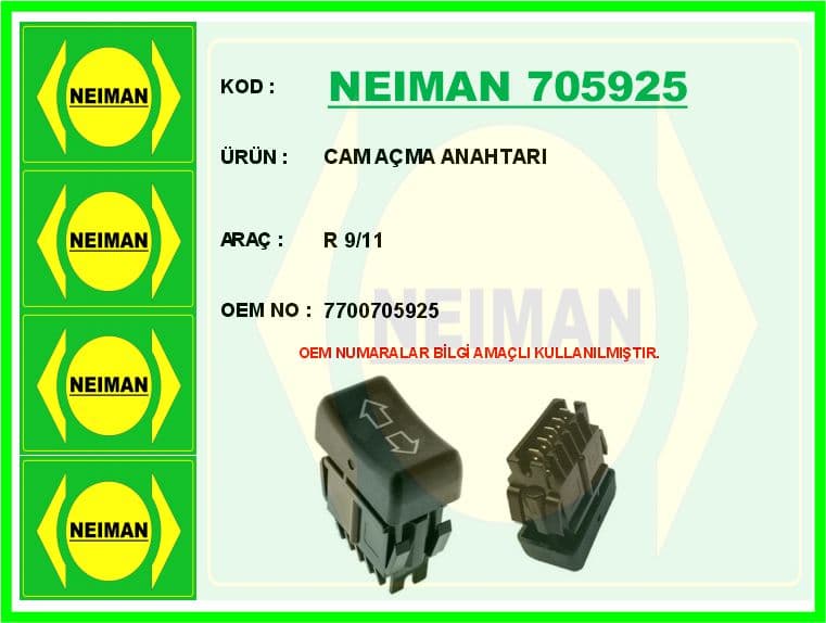 Cam Açma Anahtarı Renault R9-R11 Tekli 5 Pin