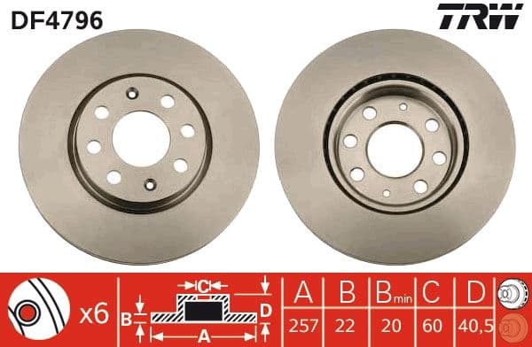 Ön Fren Aynasi Corsa D 07> Corsa E 14> Adam 13> Fiat Punto Evo 09> Grande Punto 05> 257x22x4DL Hava Li