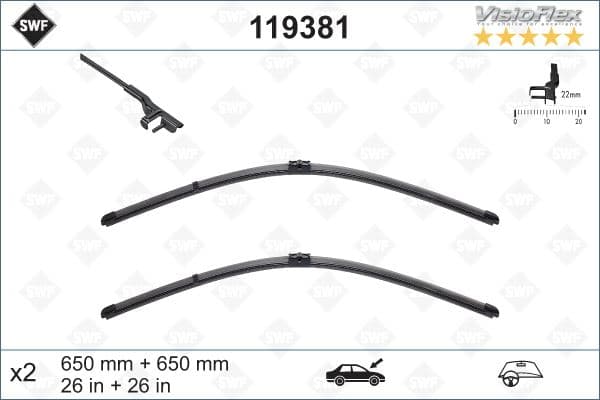 Silecek Supurgesi Takımı 650mm / 650mm Mercedes C219 W211 S211 . Porsche Cayenne . VW Touareg SWF