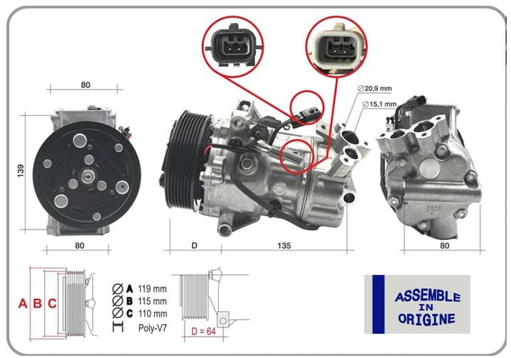 Klima Kompresörü Sifir Ürün Renault Clio V 19> Captur II 20> 1.2 Tce 1.0 Sce 1.3TCE Nissan Juke 1.2