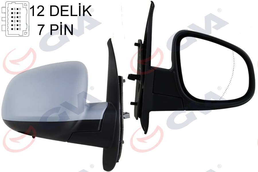 Diş Dikiz Aynasi Sağ Kangoo-Citan 13> Elektrikli İsitmali Sensörlü Astarli Asferik 7 Fiş VM-6132EHPASR