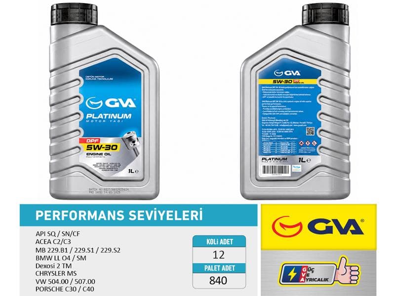 Motor Yağı 5W30 1 LT Platinum Partiküllü-DPF Tam Sentetik Api SQ SN/CF
