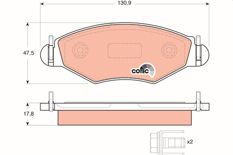 Ön Fren Balatası Peugeot P206 1.4 1.6 09/98> P306 1.4 1.6 5/93>