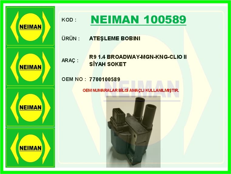 Ateşleme Bobini R9 1.4 Broadway-MGN-KNG-Clio II Siyah Soket