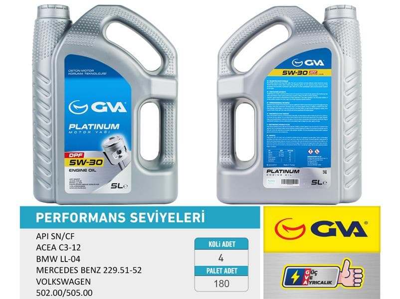 Motor Yağı 5W30 5 LT Platinum Partiküllü-DPF Tam Sentetik Api SN/CF