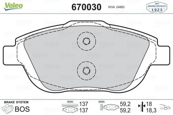 Ön Fren Balatası Corsa F 19> Crossland 17> Mokka 20> C3 II-III-Aircross 09> C4 14> 208 19> 2008 19> DS3 15> 15 İnç 283mm