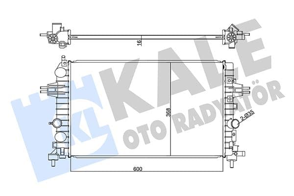 Su Radyatörü Opel Astra H 04 >Zafira 05 > 1.6 1.8 MT Ac Nac Brazing 600x368x16
