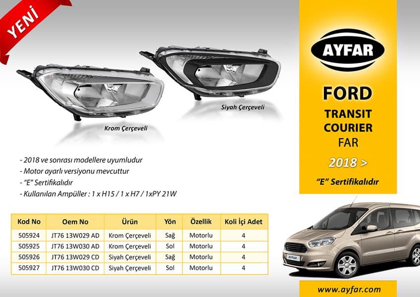 Far Sol Krom Çerçeveli Ford Transit Courier 18 >