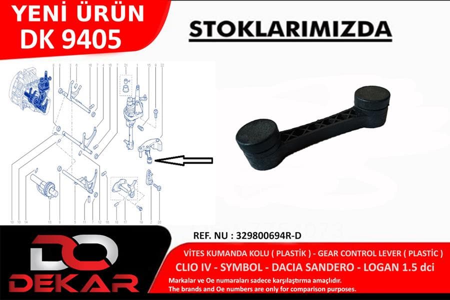 Vites Kumanda Kolu Plastik Clio IV-Symbol-Dacia Sandero-Logan 1.5 dCi