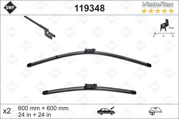 Silecek Supurgesi Takımı 600mm / 600mm Mercedes W204 S204 C218 X218 W212 C207 SWF