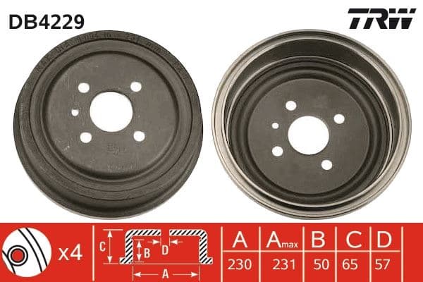 Arka Kampana Astra G 98>09 Combo C 01>11 Astra F SW 91>98 230x265x57x69x4DL 93189219