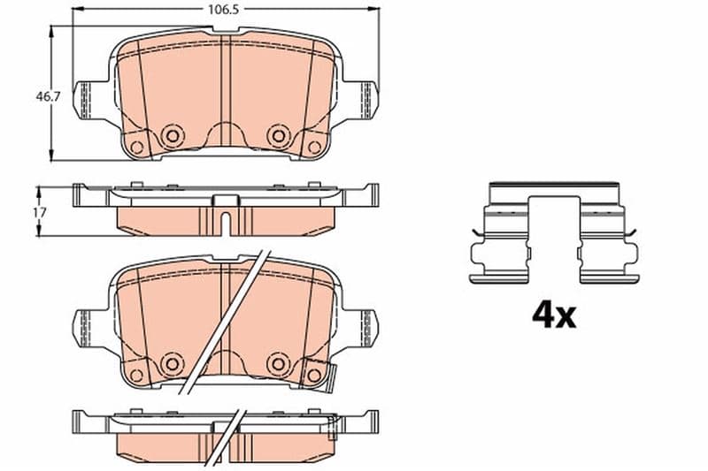 Arka Fren Balatası Opel Astra K 1.0-1.4-1.4T-1.6T-1.6 Cdti 16>22 106.5x46.3x16.6