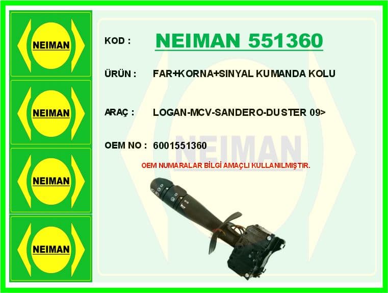Far Korna Sinyal Kumanda Kolu Logan-MCV-Sandero-Duster 09>