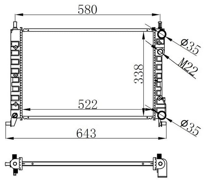 Radyatör Brazing Palio-Albea-Strada 96>1.2-1.4-1.6 16V Klimasiz Mek 522x359x23