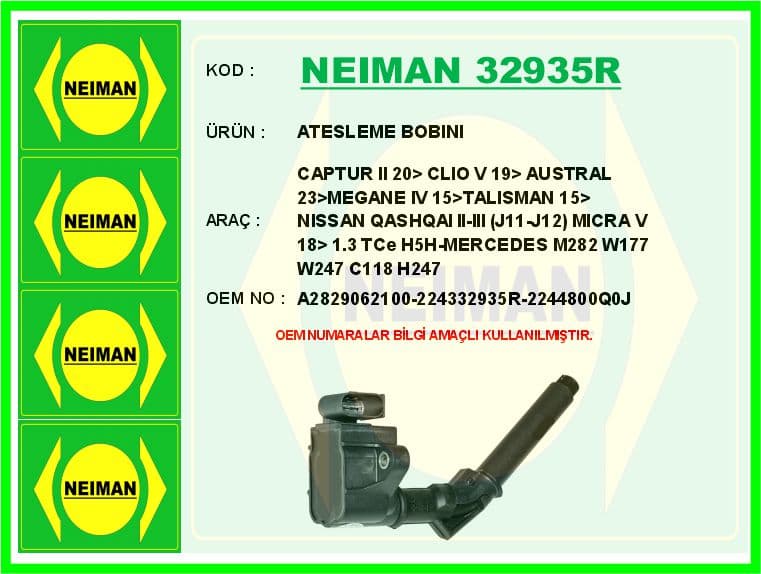 Atesleme Bobini Mercedes M282 W177 V177 W247 C118 X118 H247 . Renault Captur II 20> Clio V 19> Austral 23>MEGANE IV 15>TALISMAN 15> Nissan Qashqai II-III J11-J12 Micra V 18> 1.3 Tce H5H