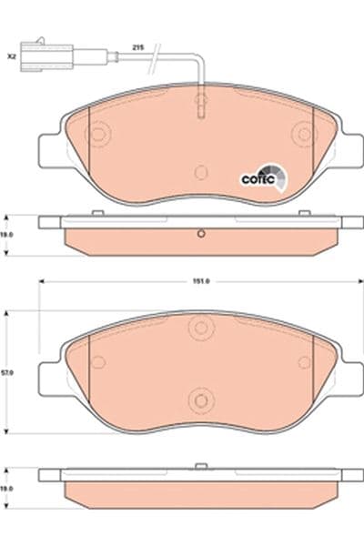 Ön Fren Balatası Fişli Fiat Bravo II 08>14 Egea HB 15> Alfa Romeo Mito 08>15 Lancia Delta III 08>14 1.3D MTJ 1.4TB 1.6D MTJ 1.9D MTJ 2.0D MTJ Büyük Tip