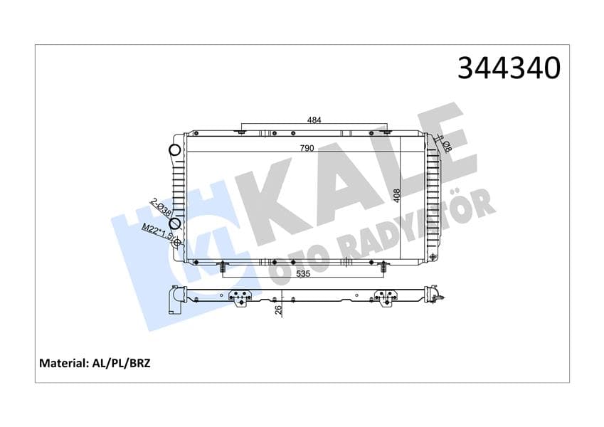 Radyatör Boxer-Ducato-Jumper 97-02 1.9D-2.5D-2.8HDI Ac Mek 790x415x34