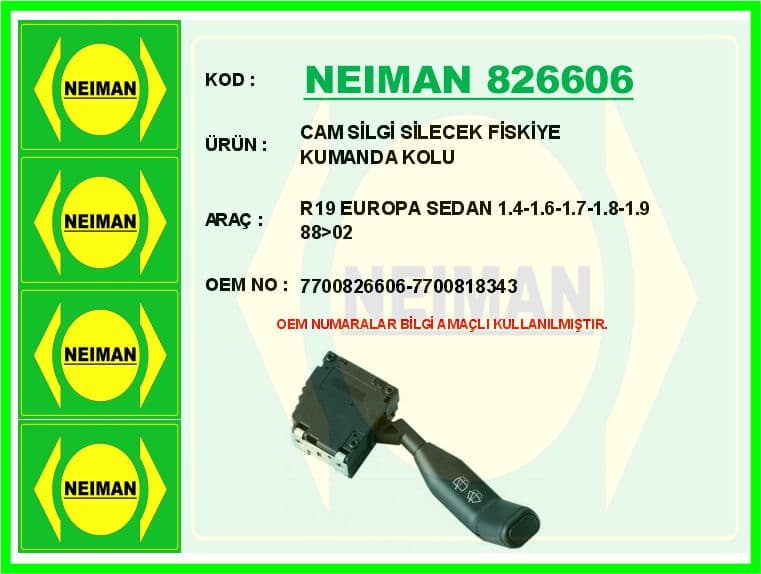 Cam Silgi Silecek Fıskiye Kumanda Kolu R19 Europa Sedan 1.4-1.6-1.7-1.8-1.9 88>02