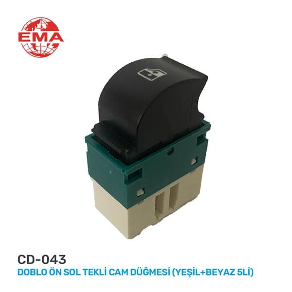 Cam Açma Anahtarı Doblo Ön Sol Tekli Yeşil-Beyaz 5 Fişli