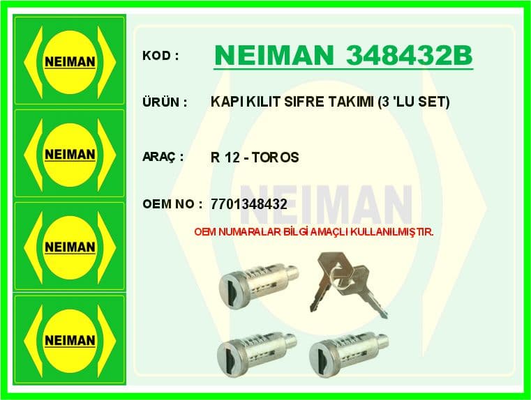 Kapı Kilit Sifre Takımı 3 Lu Set R 12 - Toros