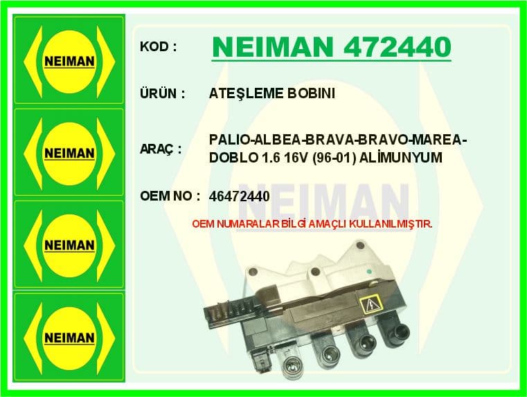 Ateşleme Bobini Palio-Albea-Brava-Bravo-Marea-Doblo 96> 1.6 16V