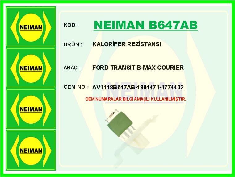Kalorifer Rezistansi Ford Transit-Custom-Courier-Focus-Kuga-Bmax-Cmax 10>